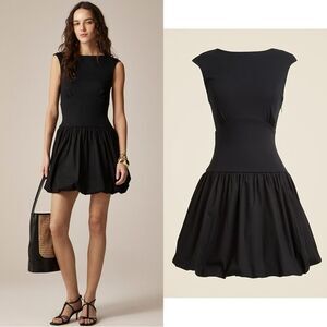 NWT J CREW Bubble-hem mixy dress in black